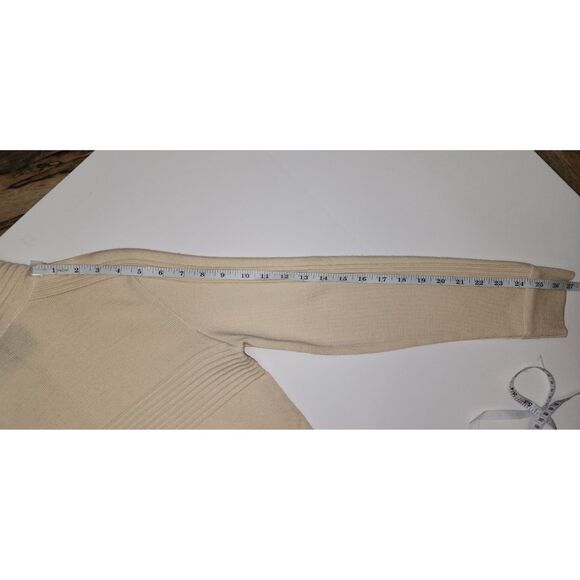 Vintage Demetre Beige 100% Virgin Wool 1/2 Zip Sweater Size M - Picture 8 of 10